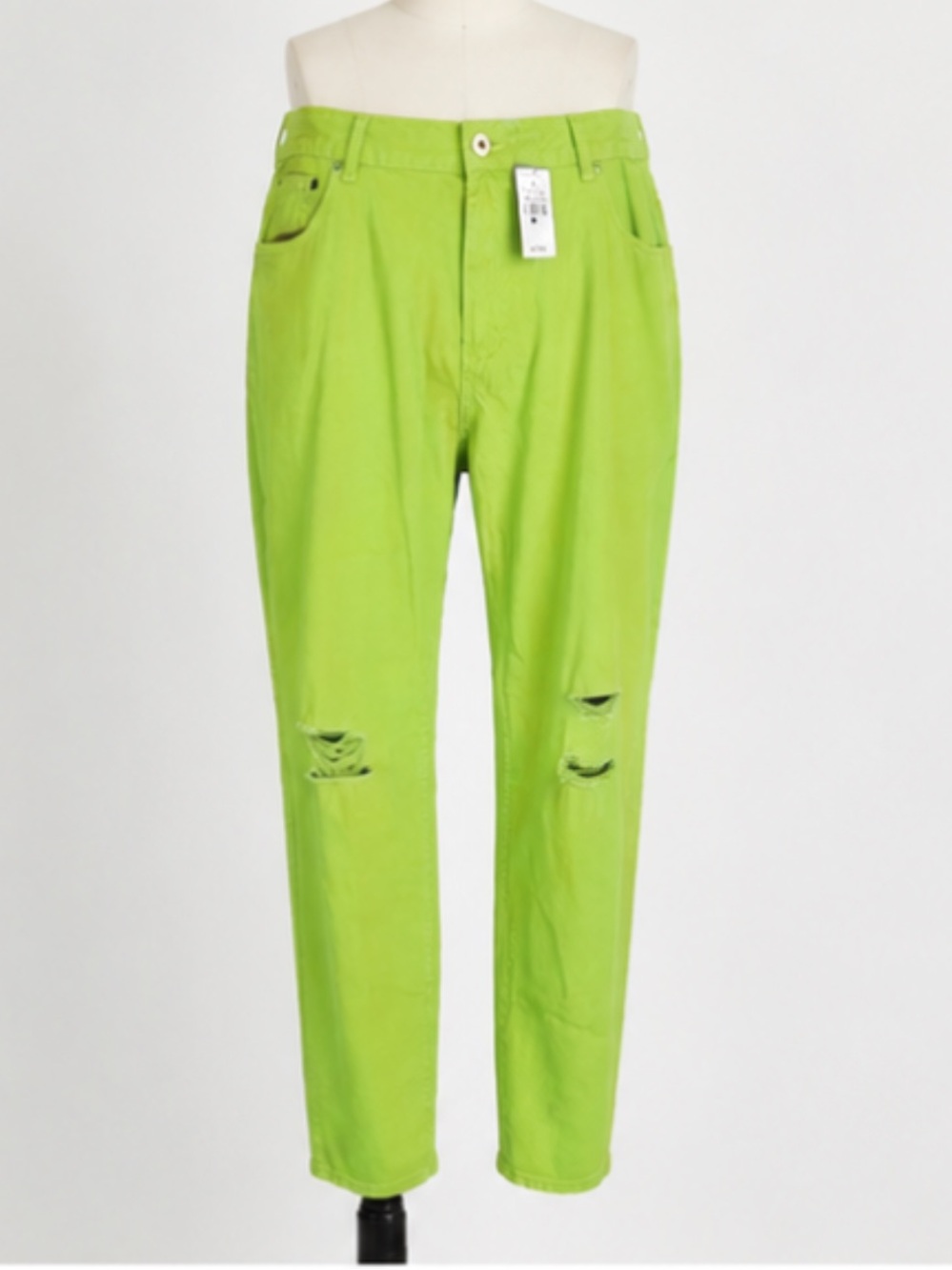 Ashley Stewart Size 22 Parrot Green Destructed Women’s Hi Rise Jeans NWT